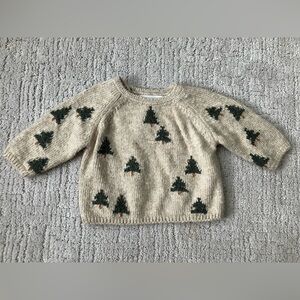 Zara kids Beige Sweater with Green Tree Pattern
